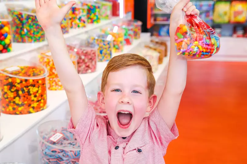 happy kid with candy