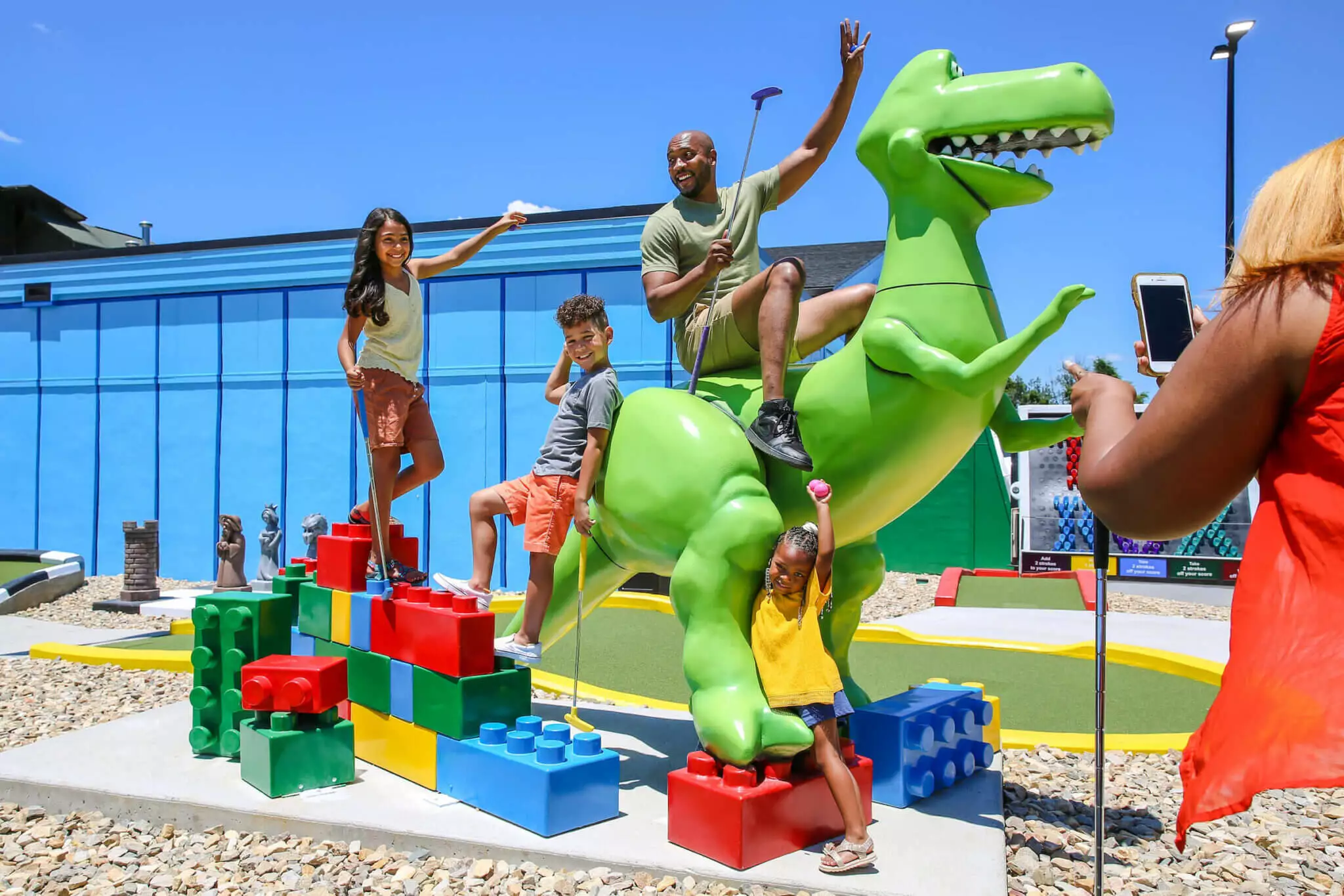 family on toy dino